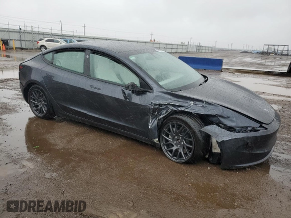 2025 Tesla Model 3 Long Range with VIN 5YJ3E1EB0SF876117, listed as a Copart auction lot 59322455 with 9,022 mi miles and Salvage title. Bid and sale history available at DreamBid. Image 4.