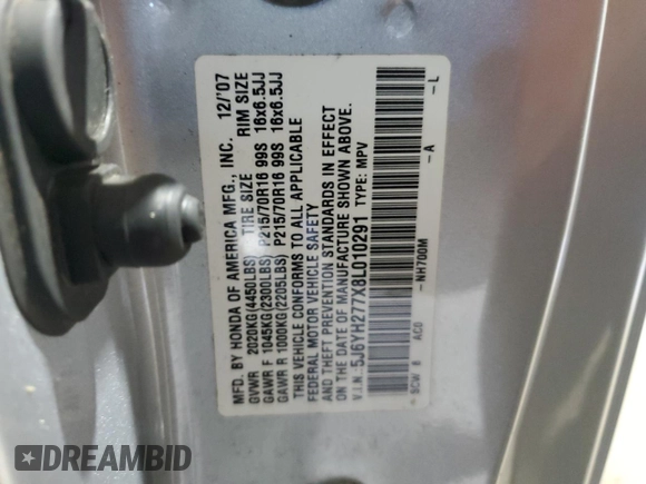 2008 Honda Element EX with VIN 5J6YH277X8L010291, listed as a Copart auction lot 53293195 with 166,553 mi miles and Clean Title. Bid and sale history available at DreamBid. Image 13.