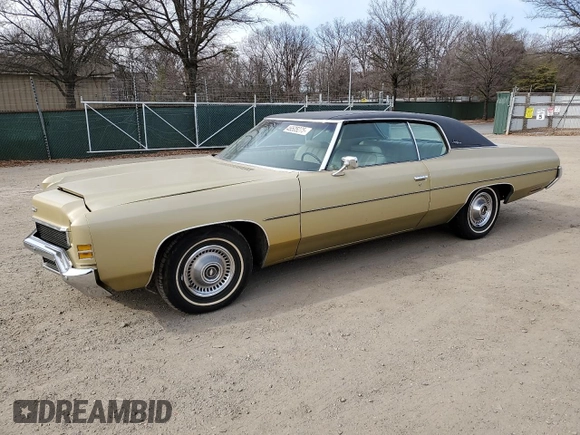 1972 Chevrolet Impala z VIN 1M47H2T190563, wystawiony jako Copart lot #46505275 z przebiegiem 95 137 mil mil oraz Czysty tytuł • Clean title. Historia ofert i sprzedaży dostępna na DreamBid. Obrazek 1.