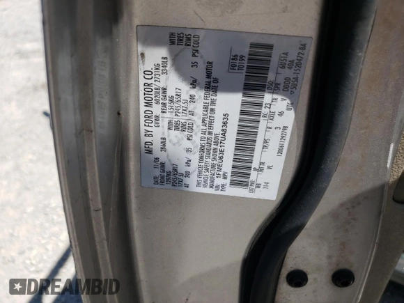 2007 Ford Explorer XLT с VIN 1FMEU63E17UA83635, выставлен на аукционе Copart как лот 52113555 с пробегом Не указан миль и Списание • Salvage title. История ставок и продаж доступна на DreamBid. Изображение 13.