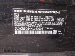 2019 BMW X5 xDrive40i with VIN 5UXCR6C54KLL40006, listed as a Copart auction lot 68932052 with 0 mi miles. Bid and sale history available at carsss.com. Image 12.