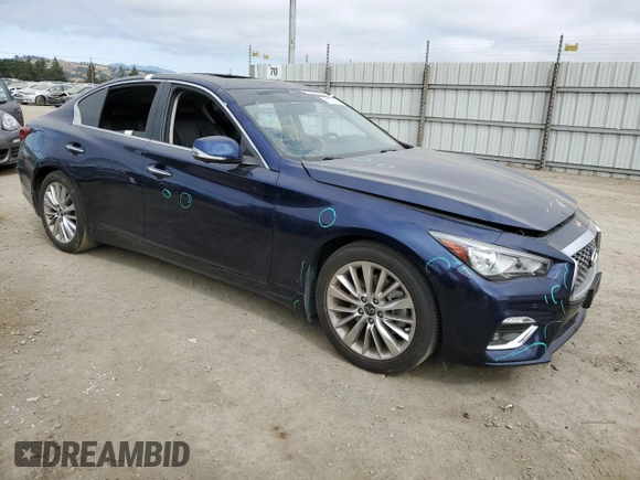 2021 Infiniti Q50 Luxe with VIN JN1EV7BP1MM705868, listed as a Copart auction lot 60127235 with 45,804 mi miles and Salvage title. Bid and sale history available at DreamBid. Image 4.