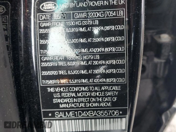 2011 Land Rover Range Rover HSE z VIN SALME1D4XBA355706, wystawiony jako Copart lot #52011145 z przebiegiem 169 095 mil mil oraz Czysty tytuł • Clean title. Historia ofert i sprzedaży dostępna na DreamBid. Obrazek 13.