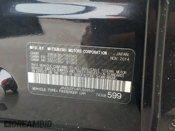 2015 Mitsubishi Lancer ES with VIN JA32U2FU4FU009531, listed as a Copart auction lot 71047304 with Not Provided miles and Non Repairable. Bid and sale history available at carsss.com. Image 12.