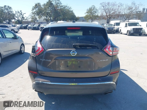 2015 Nissan Murano Platinum z VIN 5N1AZ2MG7FN230347, wystawiony jako IAAI lot #41545220 z przebiegiem 134 435 mil mil oraz . Historia ofert i sprzedaży dostępna na DreamBid. Obrazek 17.