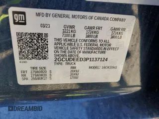 2023 Chevrolet Silverado 1500 RST with VIN 2GCUDEED3P1137124, listed as a Copart auction lot 50585395 with 28,332 mi miles and Salvage Title. Bid and sale history available at DreamBid. Image 13.