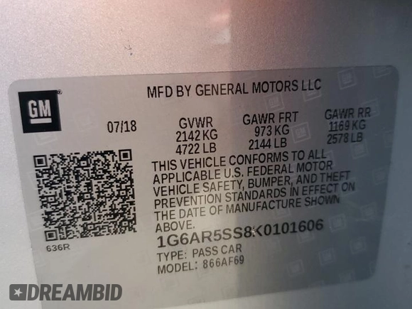 2019 Cadillac CTS Sedan Luxury RWD with VIN 1G6AR5SS8K0101606, listed as a Copart auction lot 78997314 with 66,028 mi miles and Clean Title. Bid and sale history available at carsss.com. Image 12.
