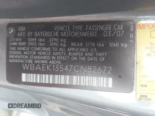 2007 BMW 6 Series 650i with VIN WBAEK13547CN82672, listed as a IAAI auction lot 40927402 with 183,197 mi miles. Bid and sale history available at carsss.com. Image 9.
