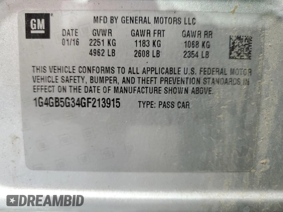 2016 Buick LaCrosse Leather with VIN 1G4GB5G34GF213915, listed as a Copart auction lot 71056444 with 130,900 mi miles and Salvage Title. Bid and sale history available at carsss.com. Image 12.