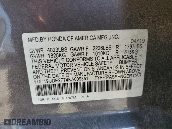 2019 Acura ILX Premium z VIN 19UDE2F74KA009351, wystawiony jako Copart lot #52791145 z przebiegiem 161 144 mil mil oraz Szkoda całkowita • Salvage title. Historia ofert i sprzedaży dostępna na DreamBid. Obrazek 12.