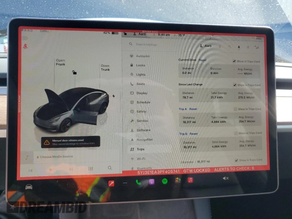 2023 Tesla Model 3 с VIN 5YJ3E1EA3PF405741, выставлен на аукционе Copart как лот 55800195 с пробегом 18 317 миль миль и Списание • Salvage title. История ставок и продаж доступна на DreamBid. Изображение 9.