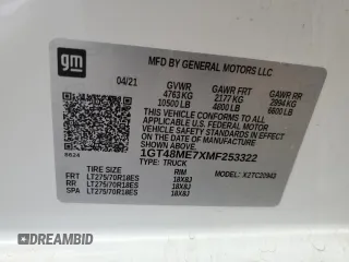 2021 GMC Sierra 1500 with VIN 1GT48ME7XMF253322, listed as a Copart auction lot 73474824 with 130,263 mi miles and Salvage Title. Bid and sale history available at DreamBid. Image 12.