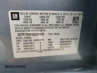 2014 GMC Sierra 1500 z VIN 3GTP1TEH1EG381839, wystawiony jako Copart lot #85761764 z przebiegiem 110 763 mil mil oraz Szkoda całkowita • Salvage title. Historia ofert i sprzedaży dostępna na DreamBid. Obrazek 12.