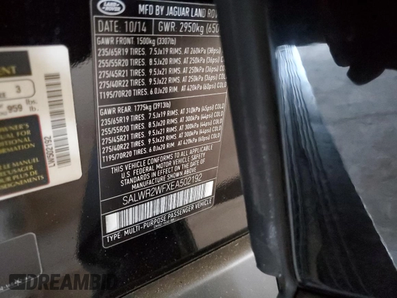 2014 Land Rover Range Rover Sport HSE with VIN SALWR2WFXEA502192, listed as a Copart auction lot 53906765 with 83,136 mi miles and Clean Title. Bid and sale history available at carsss.com. Image 12.