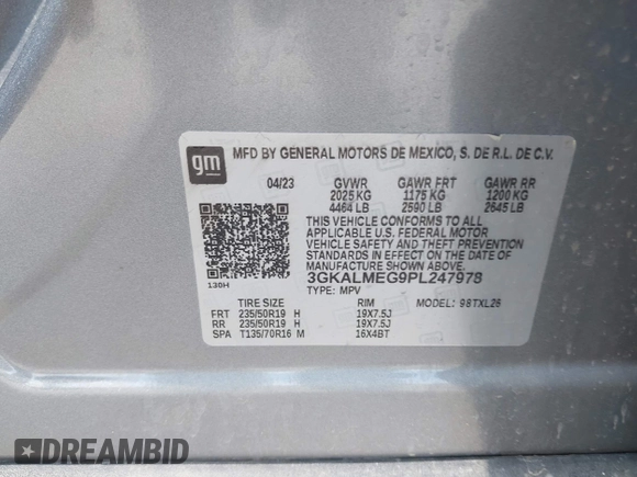 2023 GMC Terrain SLE z VIN 3GKALMEG9PL247978, wystawiony jako IAAI lot #42412636 z przebiegiem 30 353 mil mil oraz . Historia ofert i sprzedaży dostępna na DreamBid. Obrazek 9.