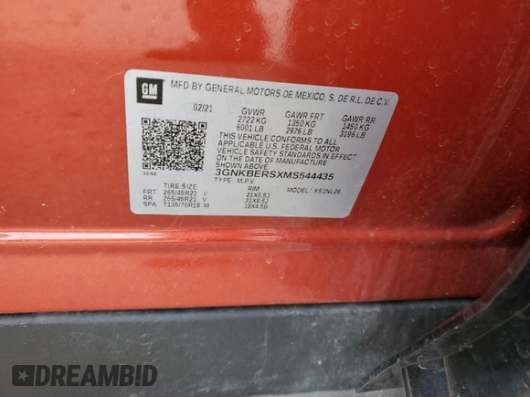 2021 Chevrolet Blazer RS z VIN 3GNKBERSXMS544435, wystawiony jako Copart lot #49710865 z przebiegiem 57 321 mil mil oraz Szkoda całkowita • Salvage title. Historia ofert i sprzedaży dostępna na DreamBid. Obrazek 15.