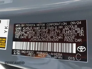 2024 Toyota Prius LE with VIN JTDACAAU9R3039099, listed as a IAAI auction lot 41384941 with 2,601 mi miles. Bid and sale history available at carsss.com. Image 9.