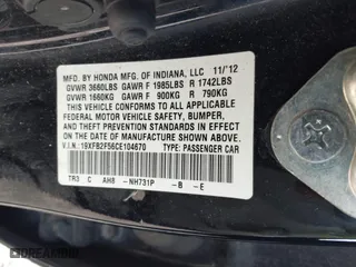 2012 Honda Civic Sdn LX with VIN 19XFB2F56CE104670, listed as a IAAI auction lot 41137265 with 247,887 mi miles. Bid and sale history available at carsss.com. Image 9.