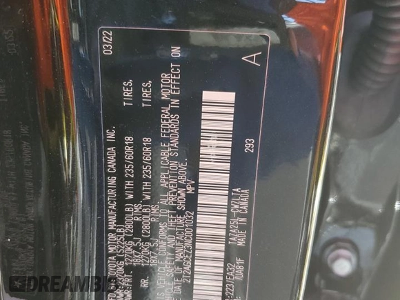 2022 Lexus NX with VIN 2T2AGCEZ3NC001032, listed as a Copart auction lot 50041333 with 5,801 mi miles. Bid and sale history available at carsss.com. Image 13.