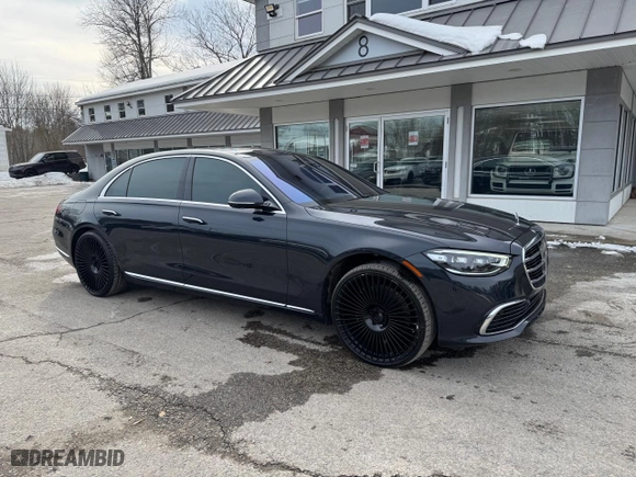 2021 Mercedes-Benz S-Class S 580 with VIN W1K6G7GB1MA036680, listed as a Copart auction lot 46881405 with 56,841 mi miles and Clean Title. Bid and sale history available at carsss.com. Image 1.