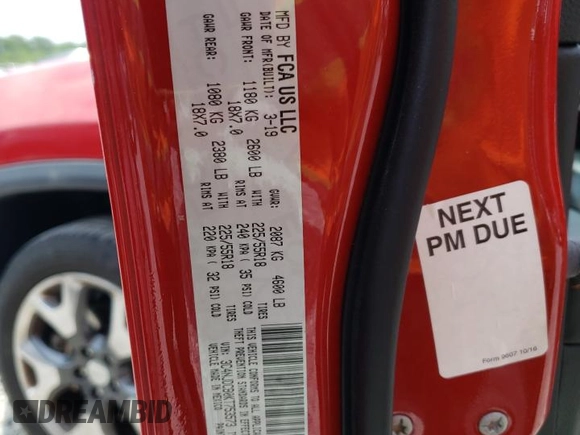 2019 Jeep Compass Limited z VIN 3C4NJDCB0KT753573, wystawiony jako Copart lot #59868045 z przebiegiem 67 615 mil mil oraz Szkoda całkowita • Salvage title. Historia ofert i sprzedaży dostępna na DreamBid. Obrazek 14.