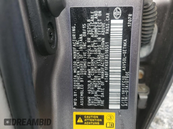 2015 Toyota Camry XLE z VIN 4T4BF1FK6FR516551, wystawiony jako Copart lot #58036375 z przebiegiem 160 631 mil mil oraz Szkoda całkowita • Salvage title. Historia ofert i sprzedaży dostępna na DreamBid. Obrazek 12.