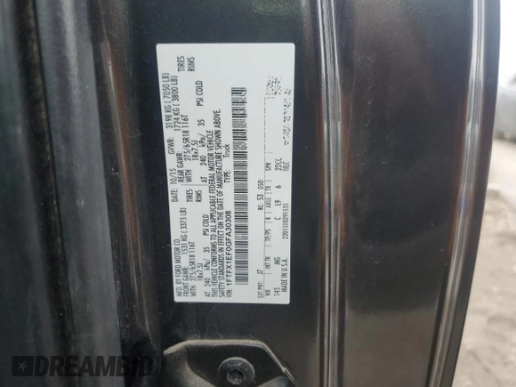 2016 Ford F-150 XLT with VIN 1FTFX1EF0GFA30308, listed as a Copart auction lot 44407715 with 205,439 mi miles and Salvage Title. Bid and sale history available at carsss.com. Image 12.