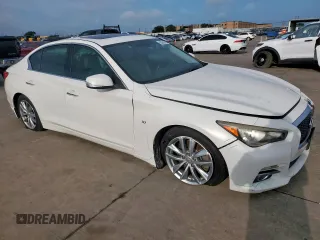 2014 Infiniti Q50 Premium with VIN JN1BV7AP6EM676258, listed as a Copart auction lot 63979615 with 191,948 mi miles and Salvage title. Bid and sale history available at DreamBid. Image 4.