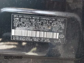 2007 Lexus IS 350 with VIN JTHBE262375015943, listed as a IAAI auction lot 42234181 with 135,023 mi miles and . Bid and sale history available at DreamBid. Image 9.