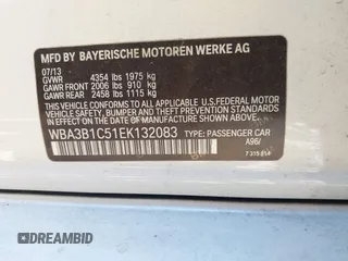 2014 BMW 3 Series 320i with VIN WBA3B1C51EK132083, listed as a IAAI auction lot 41985295 with 158,626 mi miles. Bid and sale history available at carsss.com. Image 9.