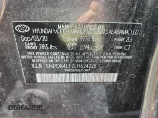 2020 Hyundai Elantra SEL with VIN 5NPD84LF2LH624228, listed as a Copart auction lot 62429545 with 72,141 mi miles and Clean title. Bid and sale history available at DreamBid. Image 12.