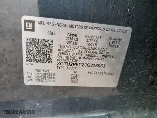 2018 GMC Sierra 1500 Denali with VIN 3GTU2PEC2JG316083, listed as a Copart auction lot 85328544 with 50,483 mi miles and Salvage Title. Bid and sale history available at carsss.com. Image 14.