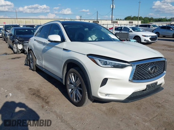 2020 Infiniti QX50 Luxe with VIN 3PCAJ5M15LF120478, listed as a IAAI auction lot 42212236 with 85,851 mi miles and . Bid and sale history available at DreamBid. Image 1.