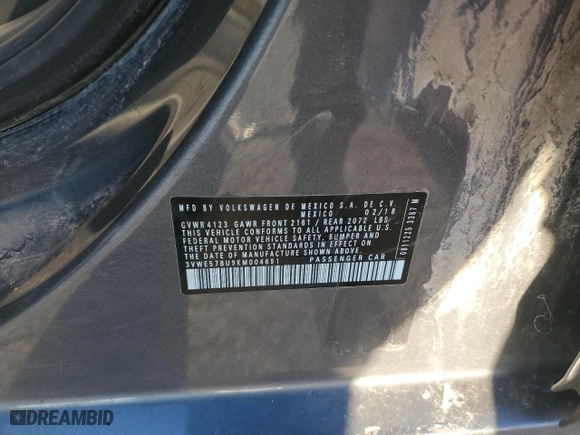 2019 Volkswagen Jetta SEL with VIN 3VWE57BU9KM004691, listed as a Copart auction lot 82439594 with 91,139 mi miles and Salvage Title. Bid and sale history available at carsss.com. Image 13.