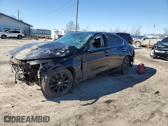 2015 Infiniti Q50 Premium with VIN JN1BV7AR0FM411872, listed as a Copart auction lot 48128495 with 85,556 mi miles and Salvage Title. Bid and sale history available at carsss.com. Image 1.