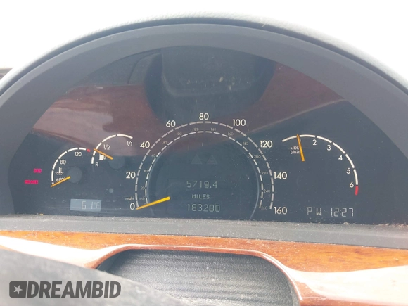 2002 Mercedes-Benz S-Class 4.3L with VIN WDBNG70J12A297441, listed as a IAAI auction lot 41712493 with 183,280 mi miles. Bid and sale history available at carsss.com. Image 7.