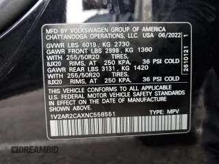 2022 Volkswagen Atlas 3.6L V6 SEL R-Line with VIN 1V2AR2CAXNC558551, listed as a Copart auction lot 86841944 with 31,464 mi miles and Salvage Title. Bid and sale history available at carsss.com. Image 15.
