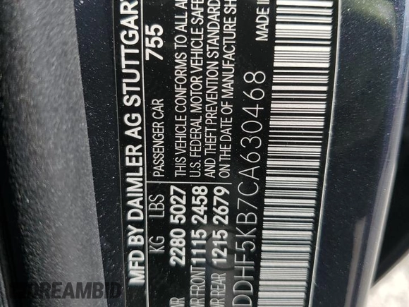 2012 Mercedes-Benz E 350 Luxury с VIN WDDHF5KB7CA630468, выставлен на аукционе Copart как лот 59921575 с пробегом 122 425 миль миль и Списание • Salvage title. История ставок и продаж доступна на DreamBid. Изображение 12.