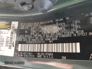 2005 Toyota Sienna CE with VIN 5TDZA23C05S294140, listed as a IAAI auction lot 42192185 with 204,621 mi miles and . Bid and sale history available at DreamBid. Image 9.