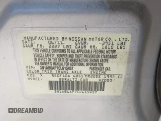 2012 Nissan Sentra SR with VIN 3N1AB6AP7CL615457, listed as a IAAI auction lot 42084987 with 162,625 mi miles and . Bid and sale history available at DreamBid. Image 9.