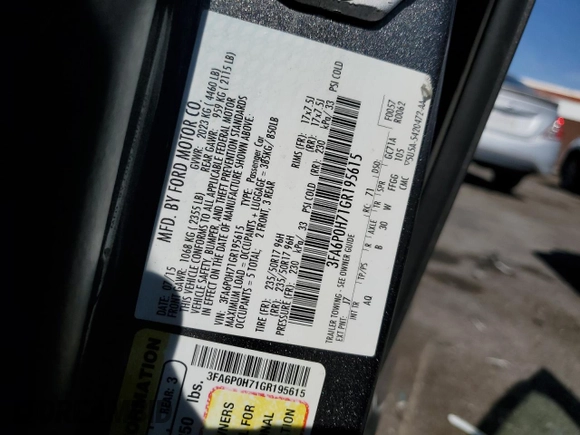 2016 Ford Fusion SE with VIN 3FA6P0H71GR195615, listed as a Copart auction lot 47880555 with 123,431 mi miles and Clean Title. Bid and sale history available at DreamBid. Image 12.