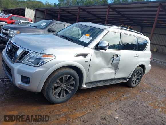 2020 Nissan Armada Platinum with VIN JN8AY2NF6L9360609, listed as a IAAI auction lot 41317857 with 142,243 mi miles. Bid and sale history available at carsss.com. Image 14.