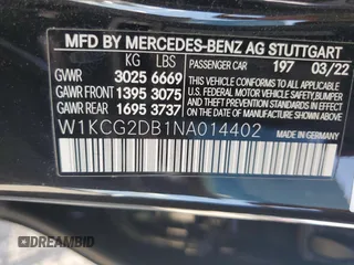 2022 Mercedes-Benz EQS with VIN W1KCG2DB1NA014402, listed as a Copart auction lot 48936474 with 20,081 mi miles and Salvage Title. Bid and sale history available at carsss.com. Image 14.