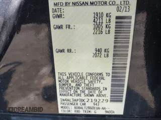 2013 Nissan Altima SV with VIN 1N4AL3AP3DC219229, listed as a IAAI auction lot 41875840 with 141,834 mi miles and . Bid and sale history available at carsss.com. Image 9.