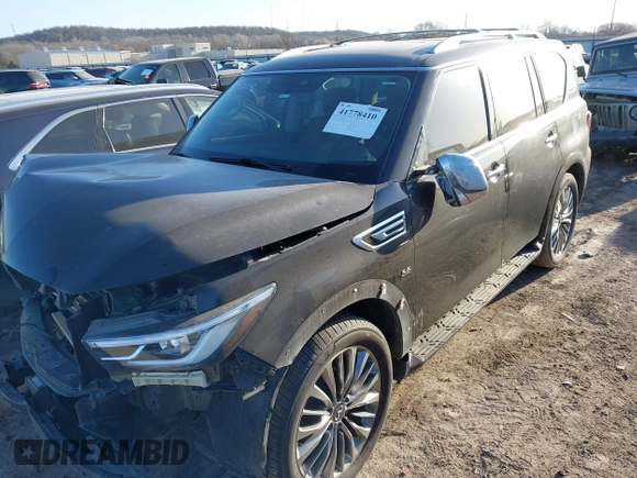 2018 Infiniti QX80 with VIN JN8AZ2NE0J9195724, listed as a IAAI auction lot 41778410 with 137,315 mi miles and . Bid and sale history available at DreamBid. Image 23.