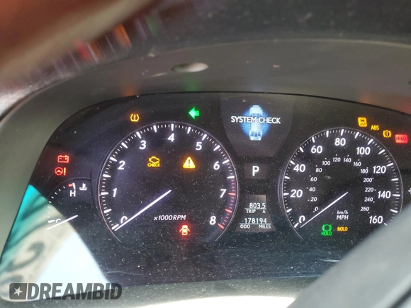 2007 Lexus LS 460 with VIN JTHBL46F575028472, listed as a Copart auction lot 53797385 with 178,194 mi miles and Clean Title. Bid and sale history available at DreamBid. Image 9.