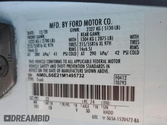 2021 Ford Transit Connect XL z VIN NM0LS6E21M1495732, wystawiony jako Copart lot #46283085 z przebiegiem 183 221 mil mil oraz Czysty tytuł • Clean title. Historia ofert i sprzedaży dostępna na DreamBid. Obrazek 13.