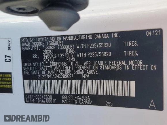 2021 Lexus RX 350 F Sport with VIN 2T2YZMDA2MC289697, listed as a Copart auction lot 47851685 with 80,791 mi miles and Salvage title. Bid and sale history available at DreamBid. Image 15.