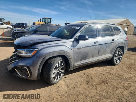2022 Volkswagen Atlas SEL Premium R-Line with VIN 1V2FR2CA9NC506401, listed as a Copart auction lot 49092305 with 54,571 mi miles and Salvage title. Bid and sale history available at DreamBid. Image 1.