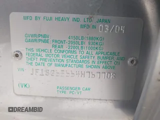 2004 Subaru Forester XS z VIN JF1SG65664H767708, wystawiony jako IAAI lot #40017898 z przebiegiem 54 842 mil mil oraz . Historia ofert i sprzedaży dostępna na DreamBid. Obrazek 9.